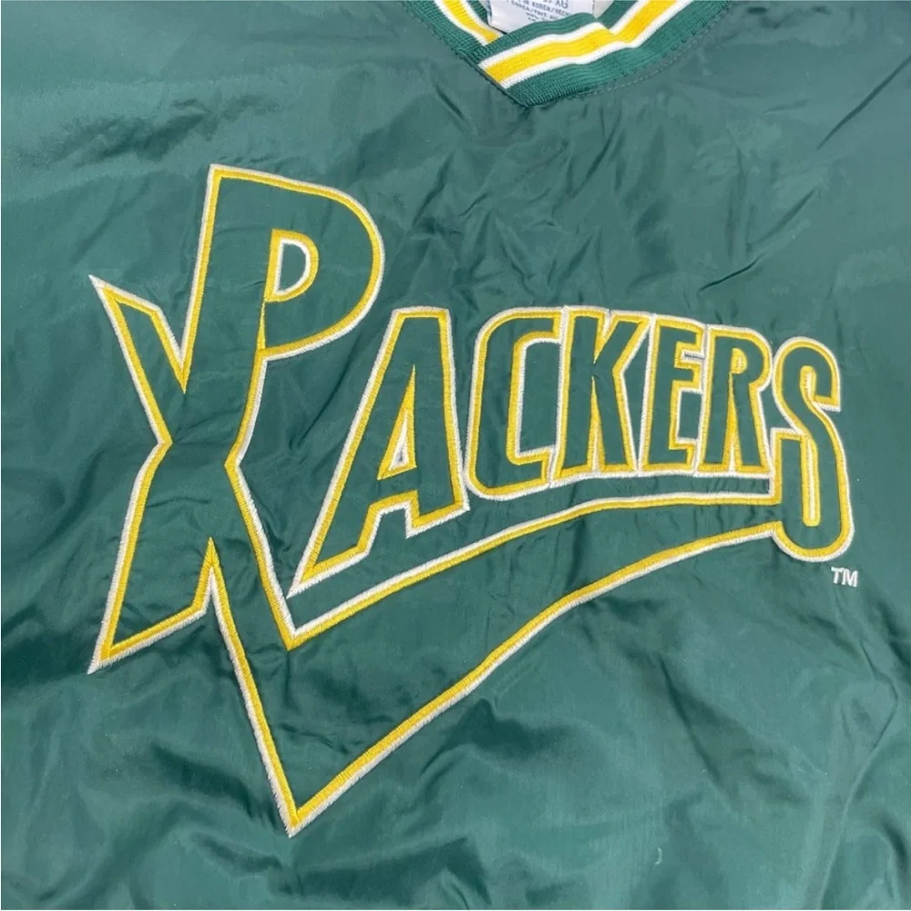Vintage 90s Chalk Line Green Bay Packers v neck windbreaker pullover jacket mens